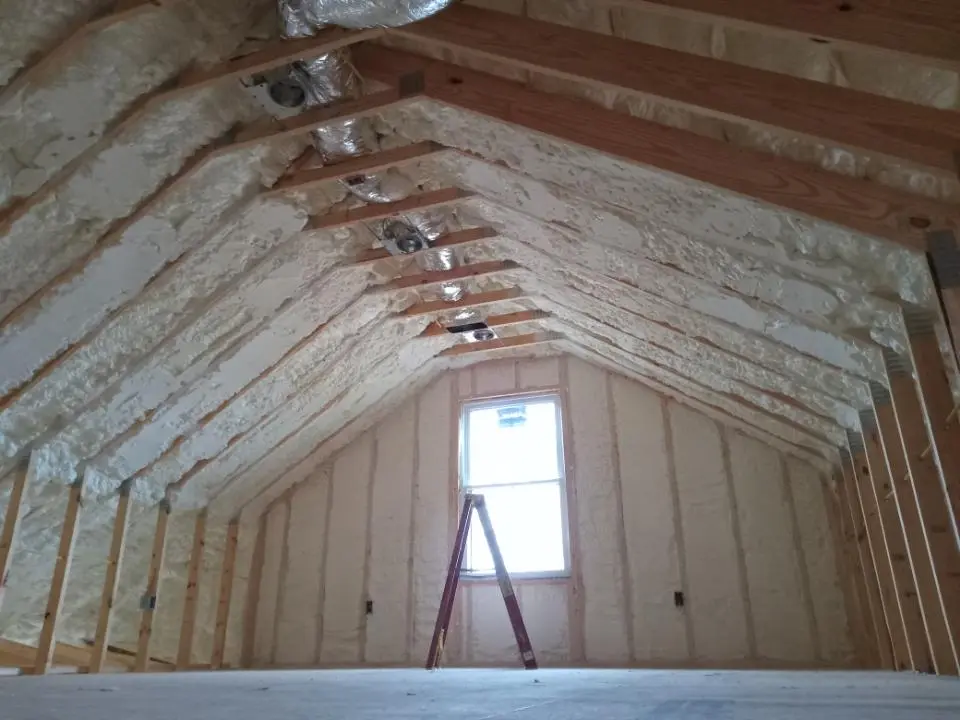 Spray foam roofing application for Crawl Space Insulation project in Cleveland Heights